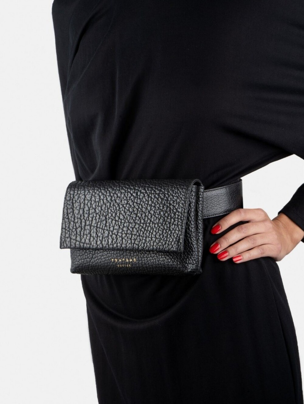 TSATSAS SOMA BELT BAG - BLACK FULL GRAIN BISON LEATHER